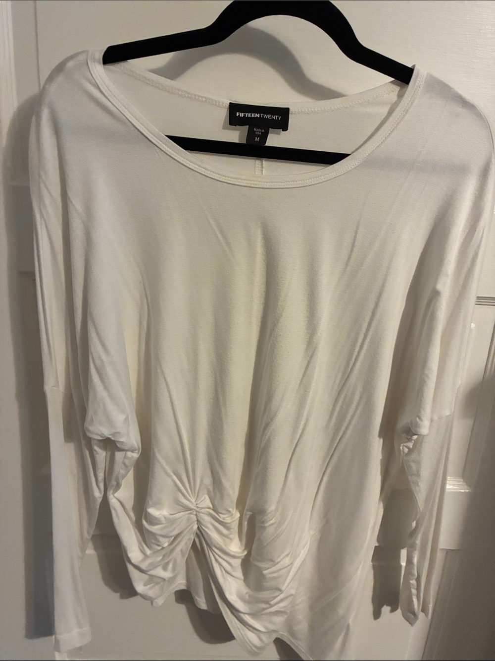 Fifteen Twenty White Twist-Front Long Sleeve Top